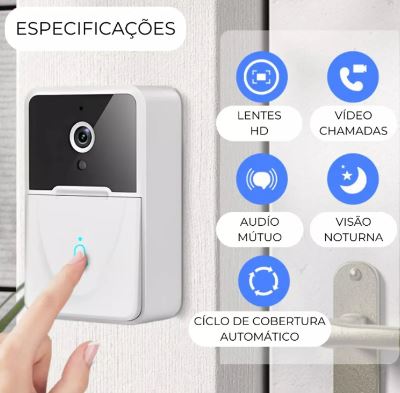 Campainha Interfone Sem fio Com Câmera e Áudio