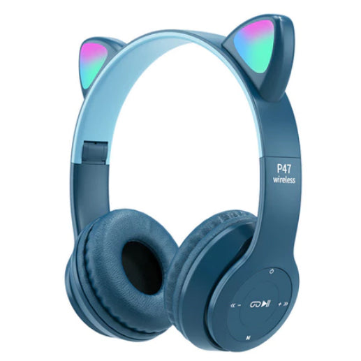 Headphone Orelhas de Gato Bluetooth 5.0 com LEDs RGB