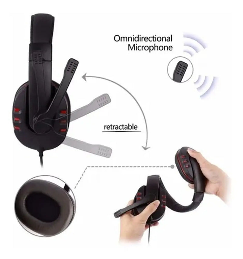 Fone De Ouvido Headphone Gamer P2 Microfone Preto