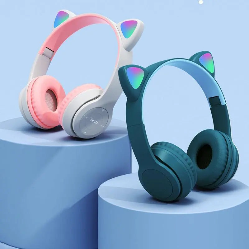 Headphone Orelhas de Gato Bluetooth 5.0 com LEDs RGB