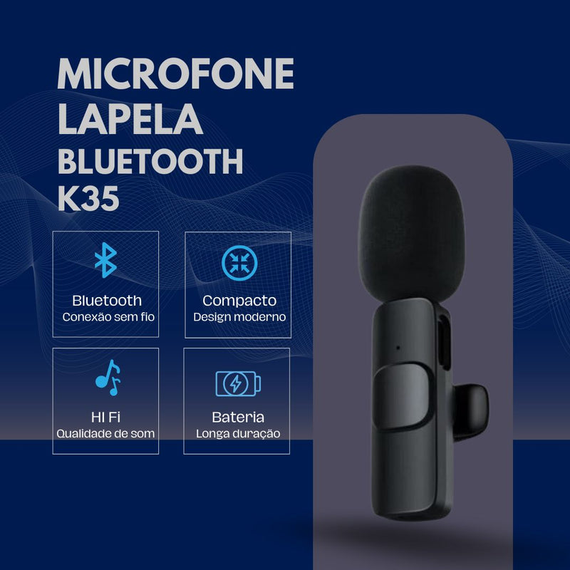 Microfone Lapela Sem Fio Bluetooth